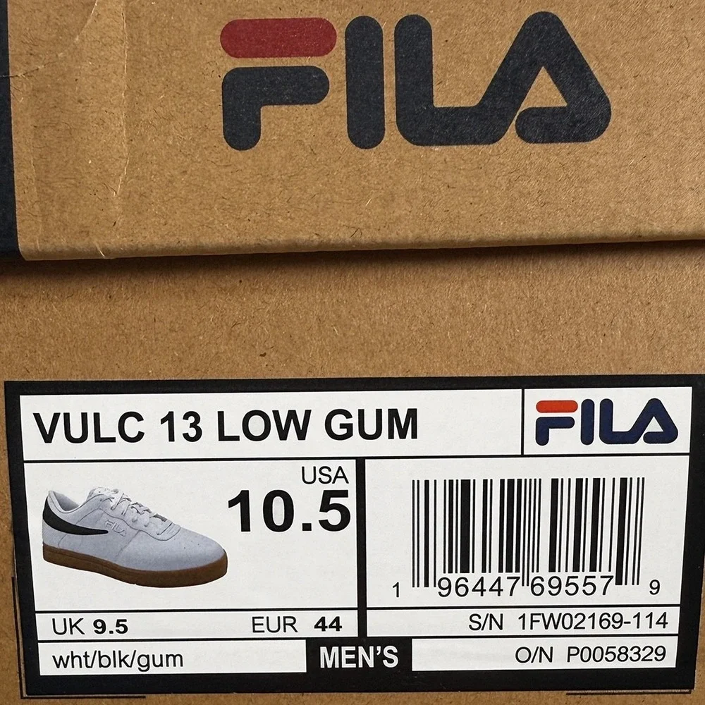 Fila Vulc 13 Low Gum Shoes / Sneakers - NEW Mens 10.5 ee Wide White - #49767-FLR